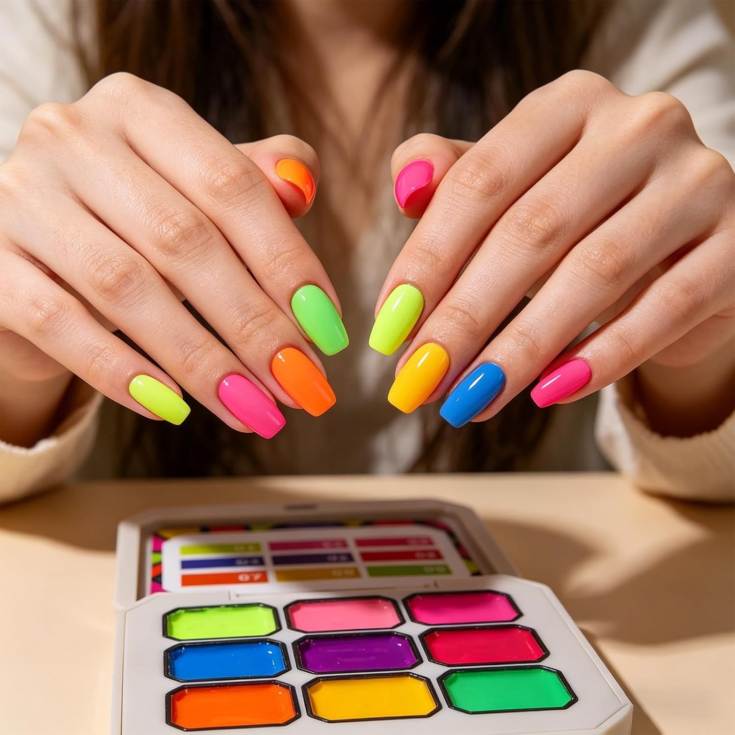 9 Colors Pat Pat Gel Palette with Nail Brushes | Fluorescent Patting Gel Polish Pallete for DIY Aura, Ombre and Blooming Nail Designs