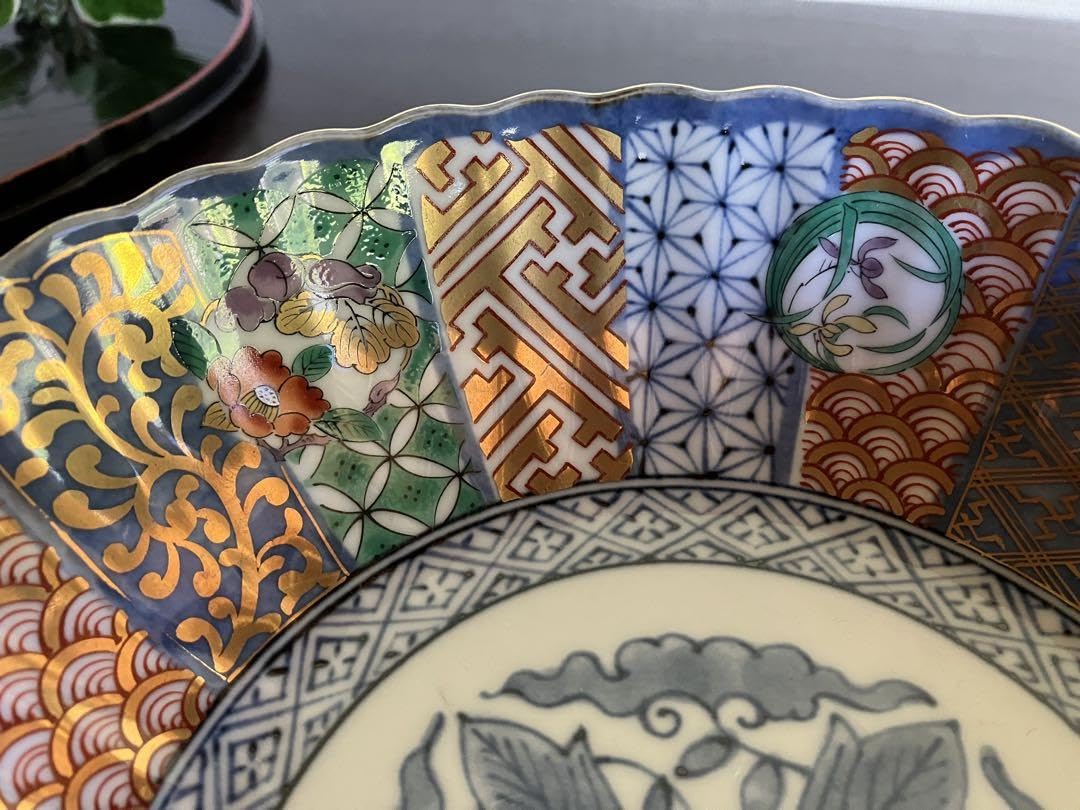 Amazon.co.jp: 美濃焼 龍峰窯 金彩 祥瑞花丸紋 中皿 盛鉢 1客