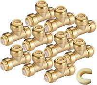 Vista 12 de Paquete de 12 acoplamientos rectos Pushfit de 1/2 pulgada, acoplamiento a presión de latón PEX con clip de desconexión, accesorios de plomería a
