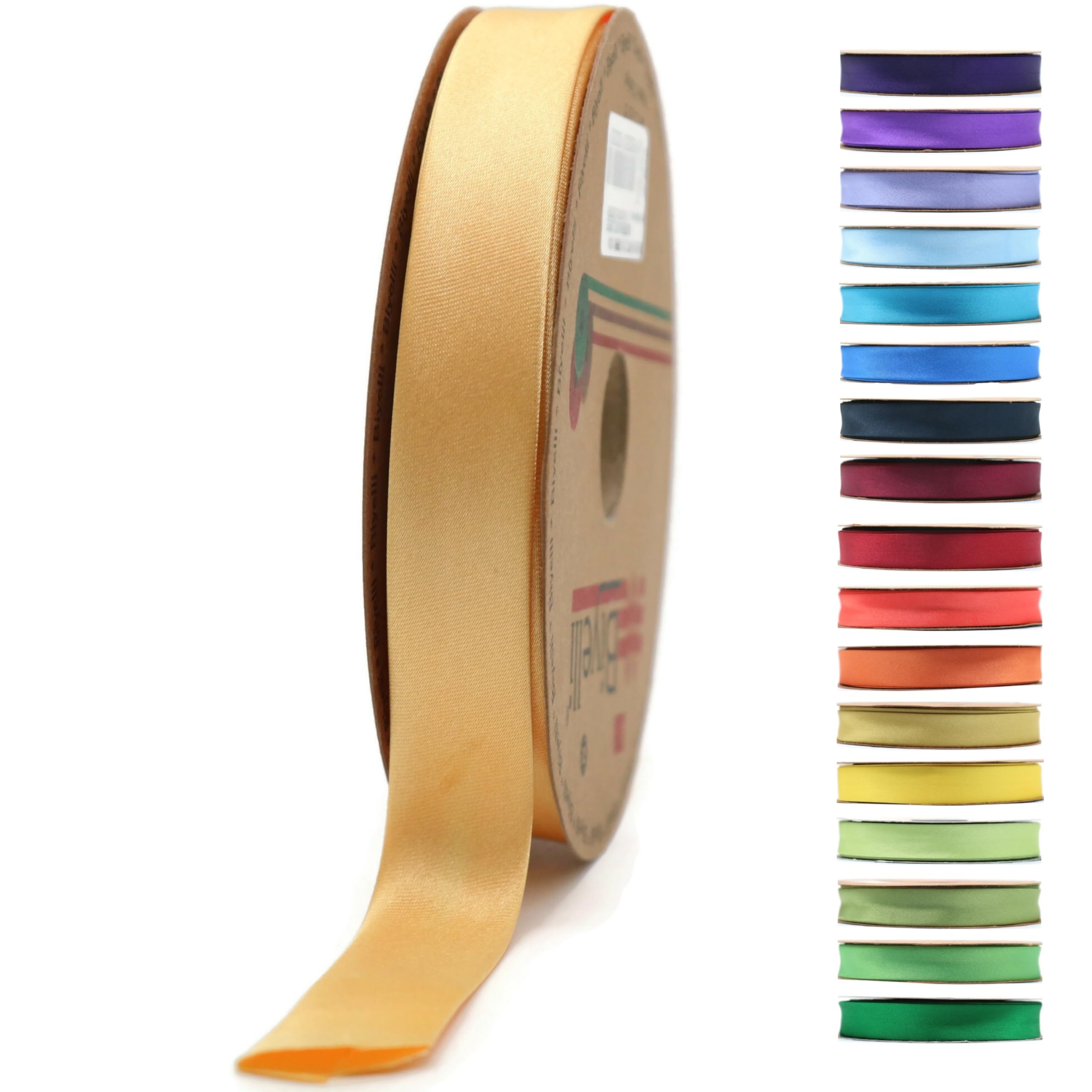 Fold Satin Bias Tape - 99+ Colors - 3/4 Inches Wide - 27 Yards - Fold Satin Binding Bias Ribbon Fabric Piping Bias Binding Tape for Sewing Clothing DIY (34. Pollen Gold) BYS34