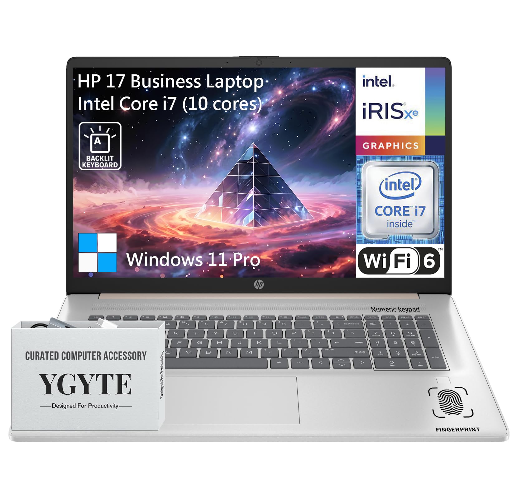 HP 17 Inch Laptop Touchscreen Computer, 17.3 HD+ Touch Screen Business Laptop, 13th Gen Intel Core i7, Windows 11 Pro | Backlit Keyboard Number Pad |