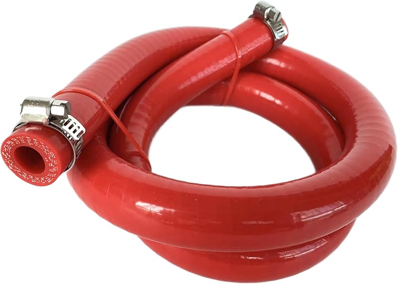 13MM (1/2") X 3.28FT Red High Temp Reinforced Silicone Heater Tubing Hose Radiator Coolant Straight Line(Work Pressure 145PSI/4-ply Reinforced/5MM Thick)+2 Clamp