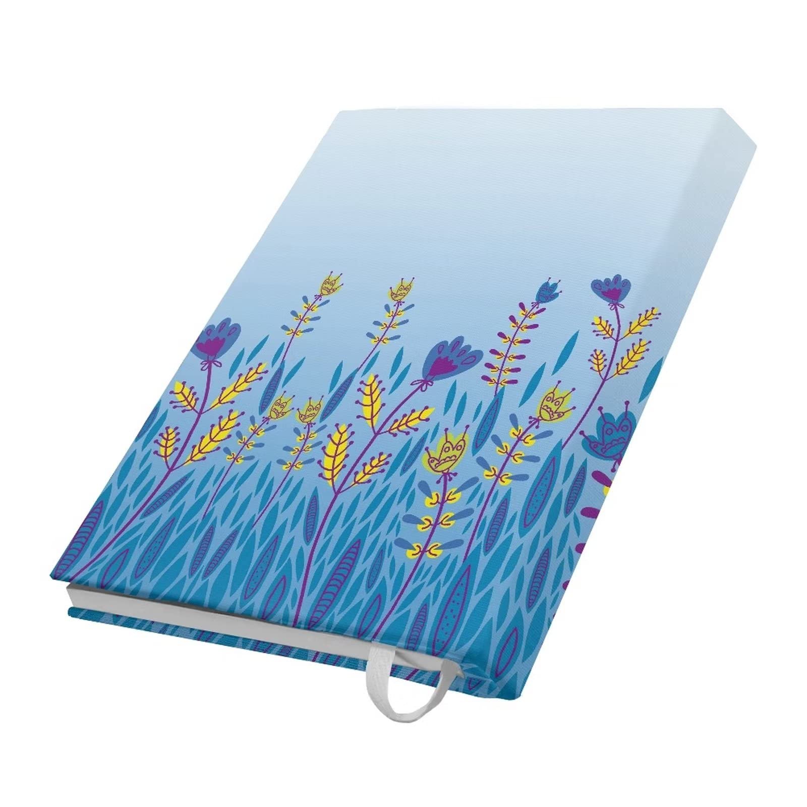 Copertina Per Libri A5 In Tessuto Lavabile - Protegge Libri E Quaderni, Motivo A Fiori Di Tarassaco (blu)