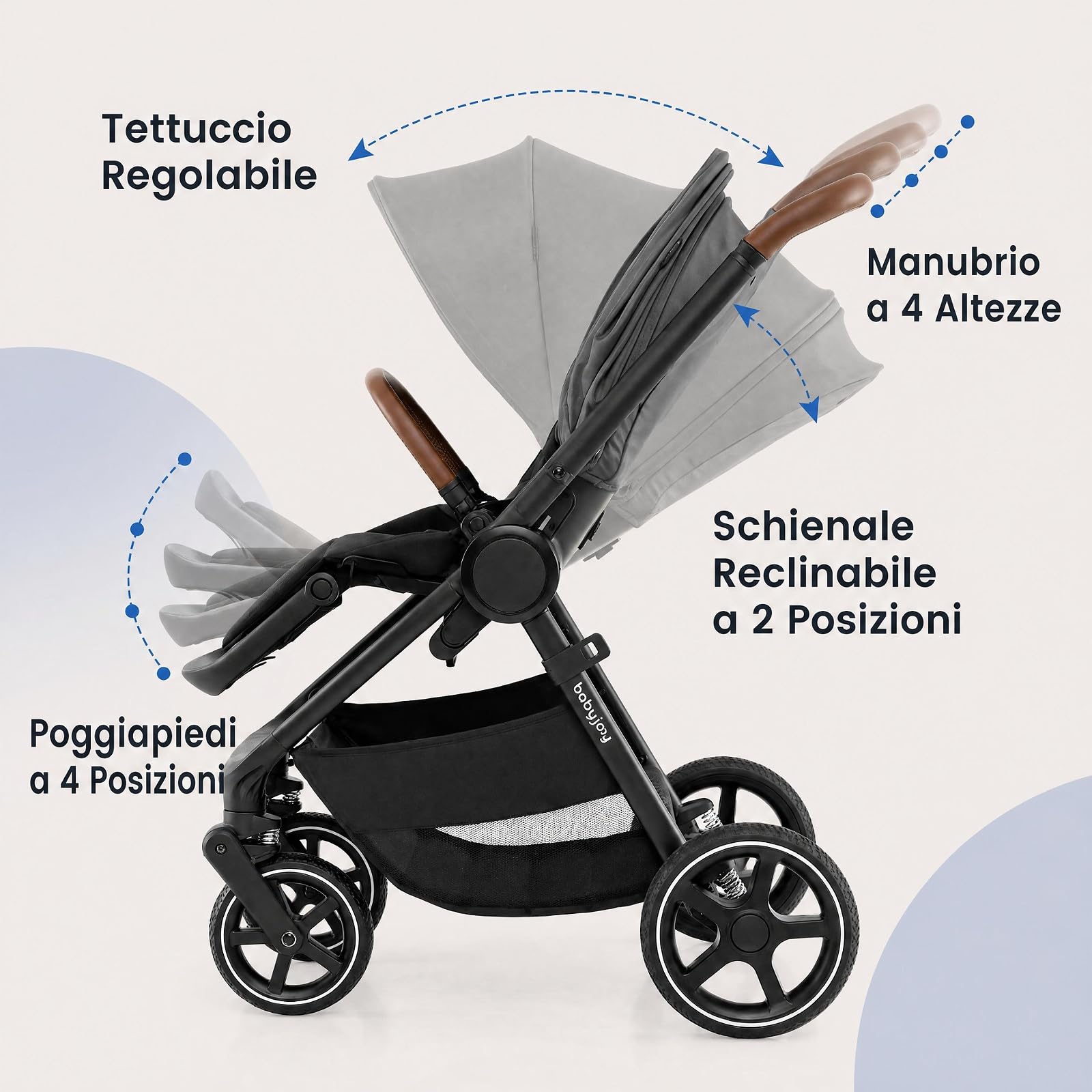COSTWAY Passeggino Pieghevole per Bambini 6-36 Mesi, Grigio