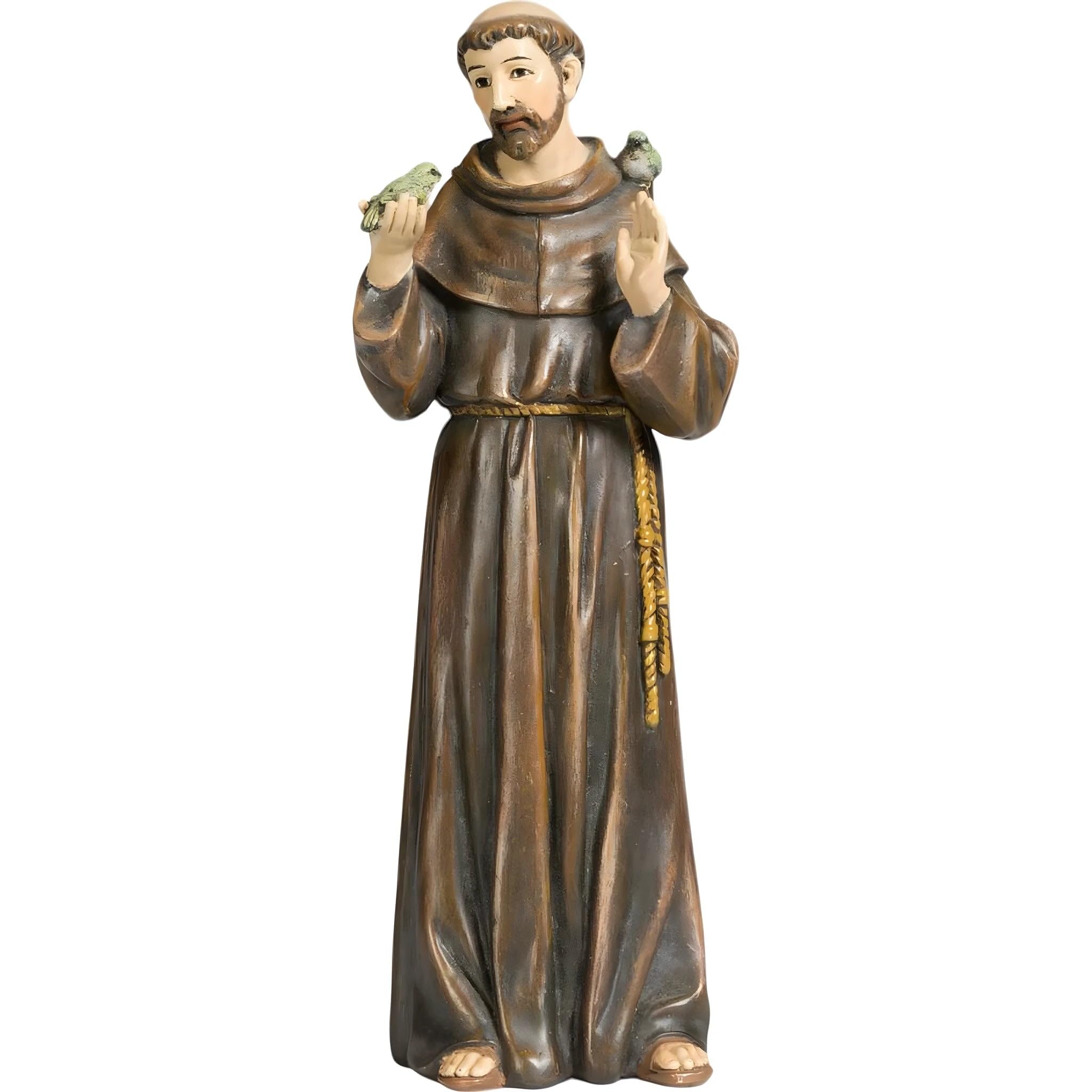 Dolfi | St. Francis of Assisi in Wood Pulp 15 cm | Hand-Coloured Wood in Val Gardena | Nativity Figure