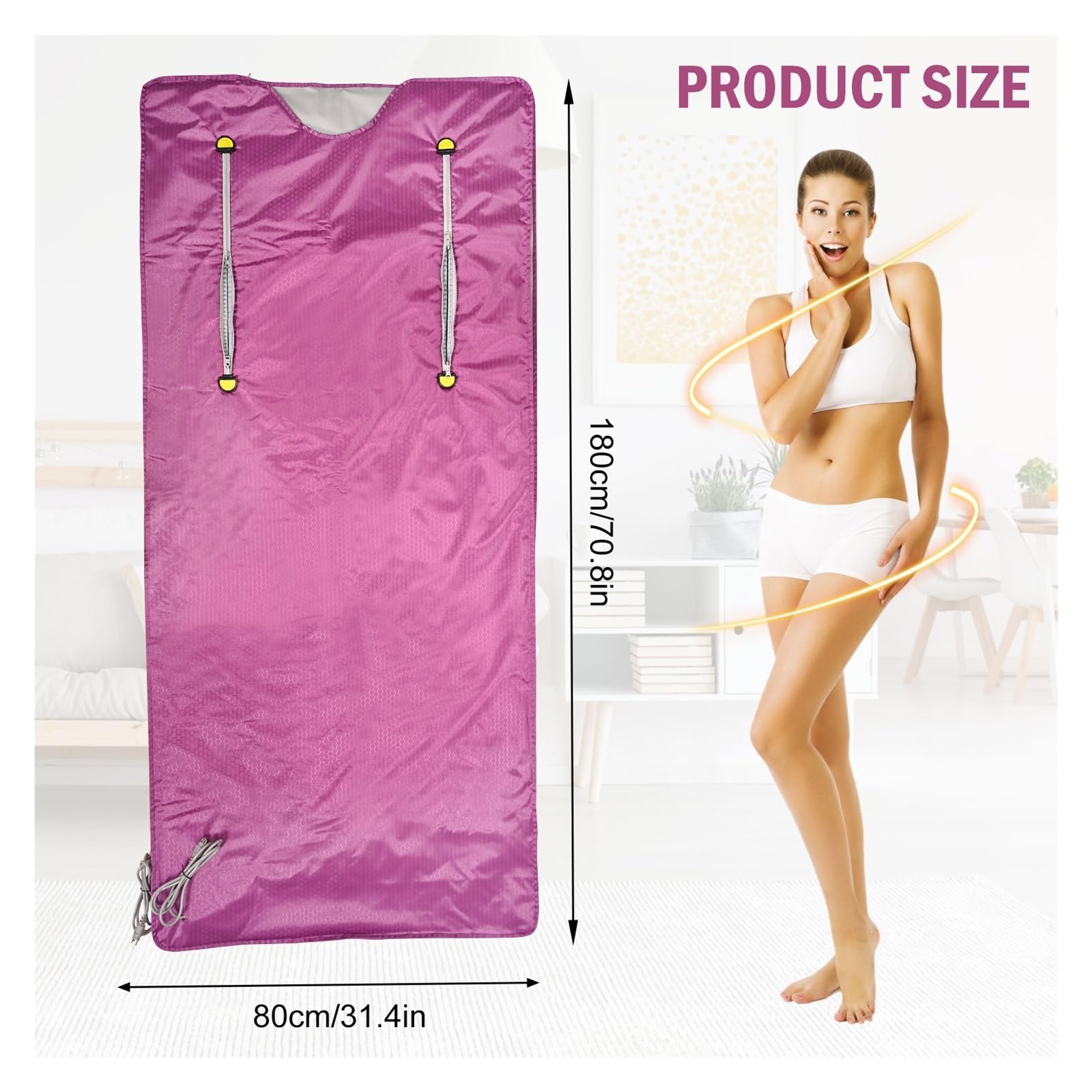 Portable Sauna, Verbesserte Saunadecke, 2 Zonen FIR Digital Oxford Sauna Heizdecke, Gewichtsverlust Body Shaper Detox Therapie Anti-Aging Beauty(Pink)
