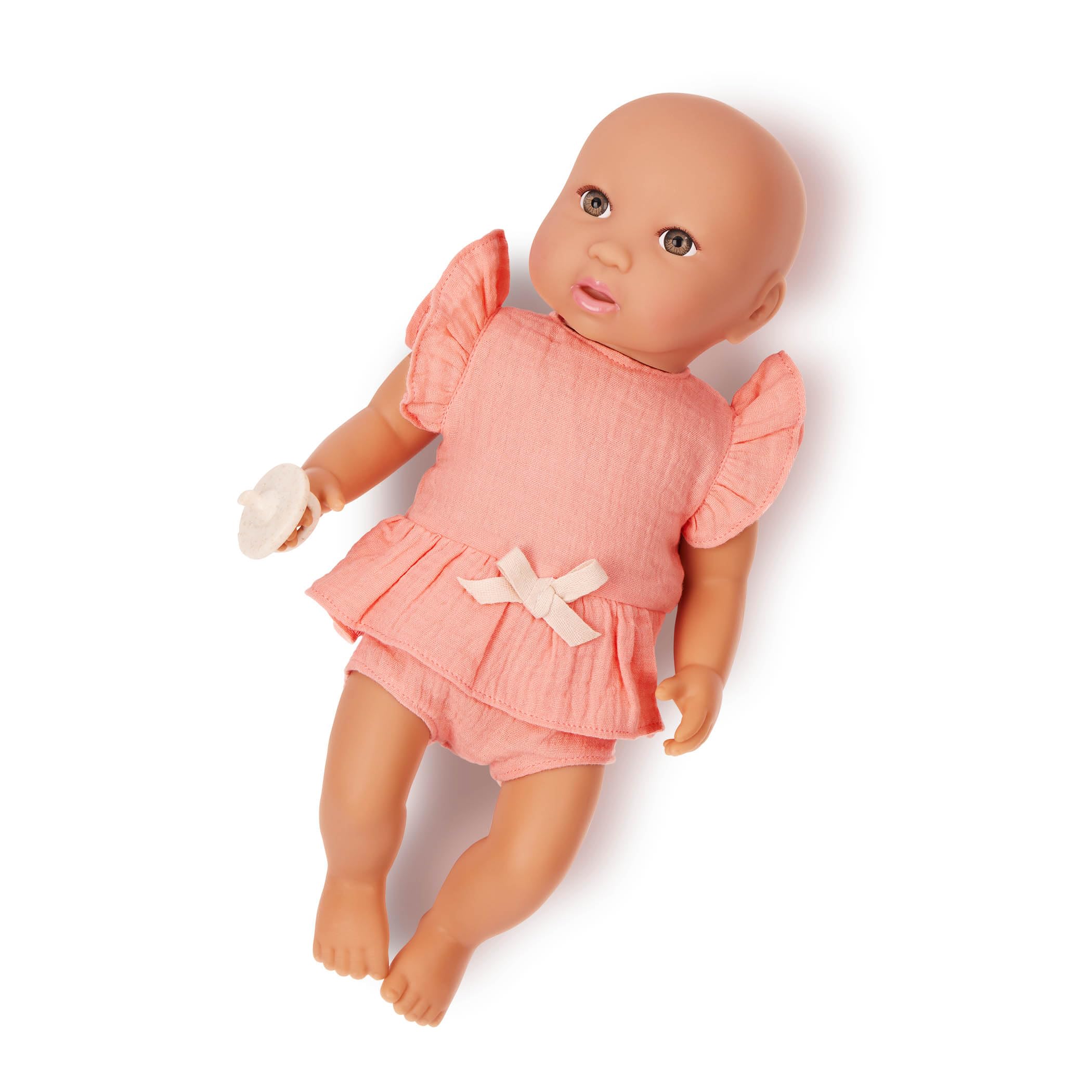 LullaBaby Realistyczna lalka niemowlęca 35 cm - brązowe oczy, porcelanowa skóra i miękkie ciało do przytulania - akcesoria ujawniające płeć chłopca lub dziewczynki - udawaj zabawę przez ponad 2 lata