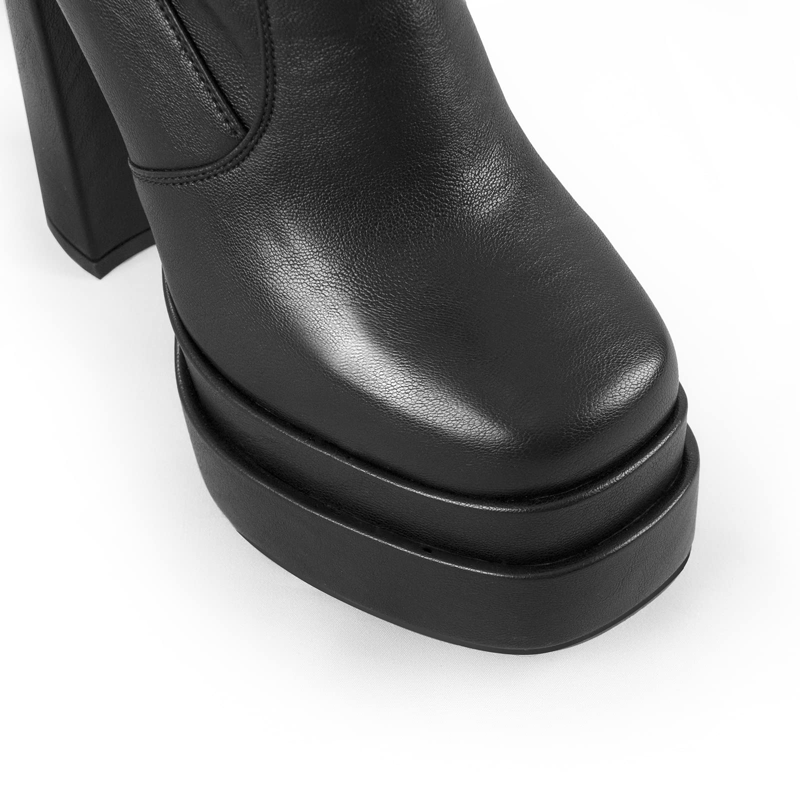 Only maker Overknee Stiefel Stretch Boots für Damen mit Gestapeltem Plateau Blockabsatz Reißverschluss