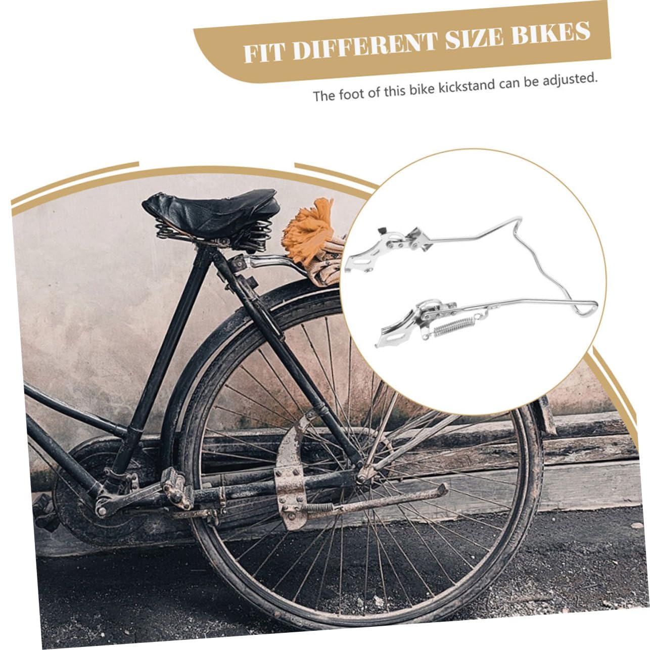 Béquille de Vélo Double Jambes en Acier Argentée pour Bicycle