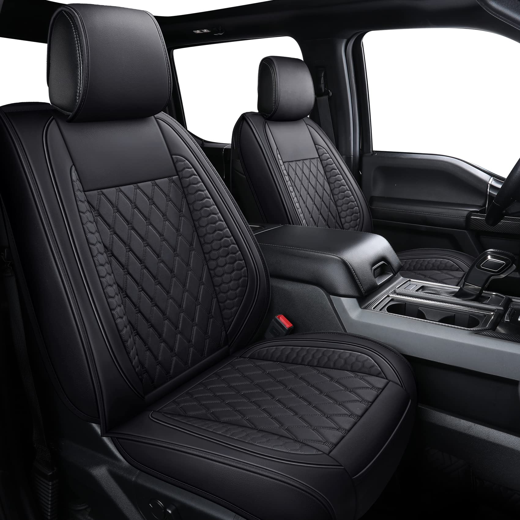 Tomatoman F150 XLT Seat Covers Compatible with 2009-2025 2026 Ford F-150 2017-2026 F250 F350 F450 Truck Crew Double Crew Pickup SuperCab King Ranch Lariat Limited SVTn(Full Set/Black)