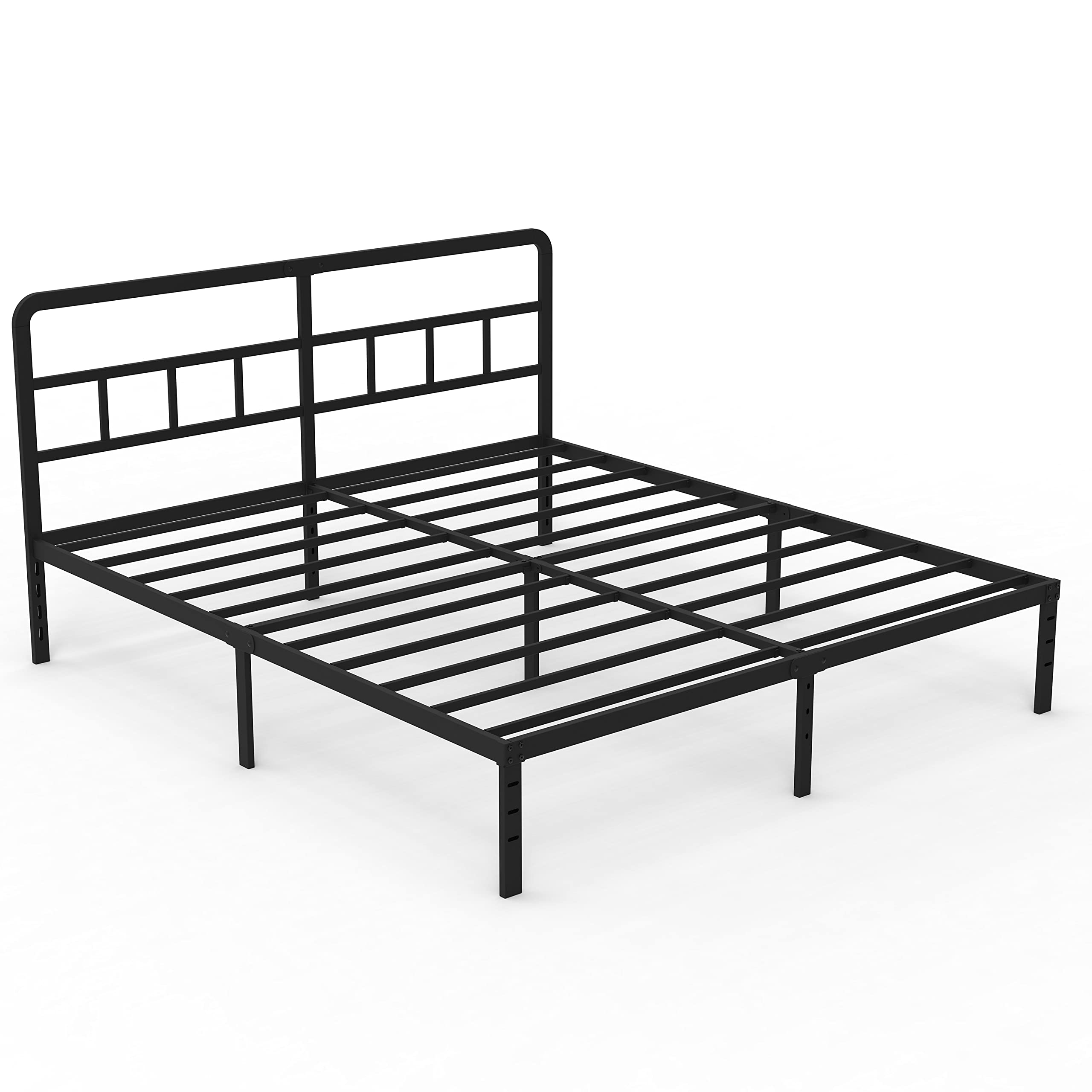King Maenizi Bed Frame and Headboard, 14 Inch King Bed Frames No Box Spring Needed Support Up to 3000 lbs, Noise Free, Easy Assembely, Black