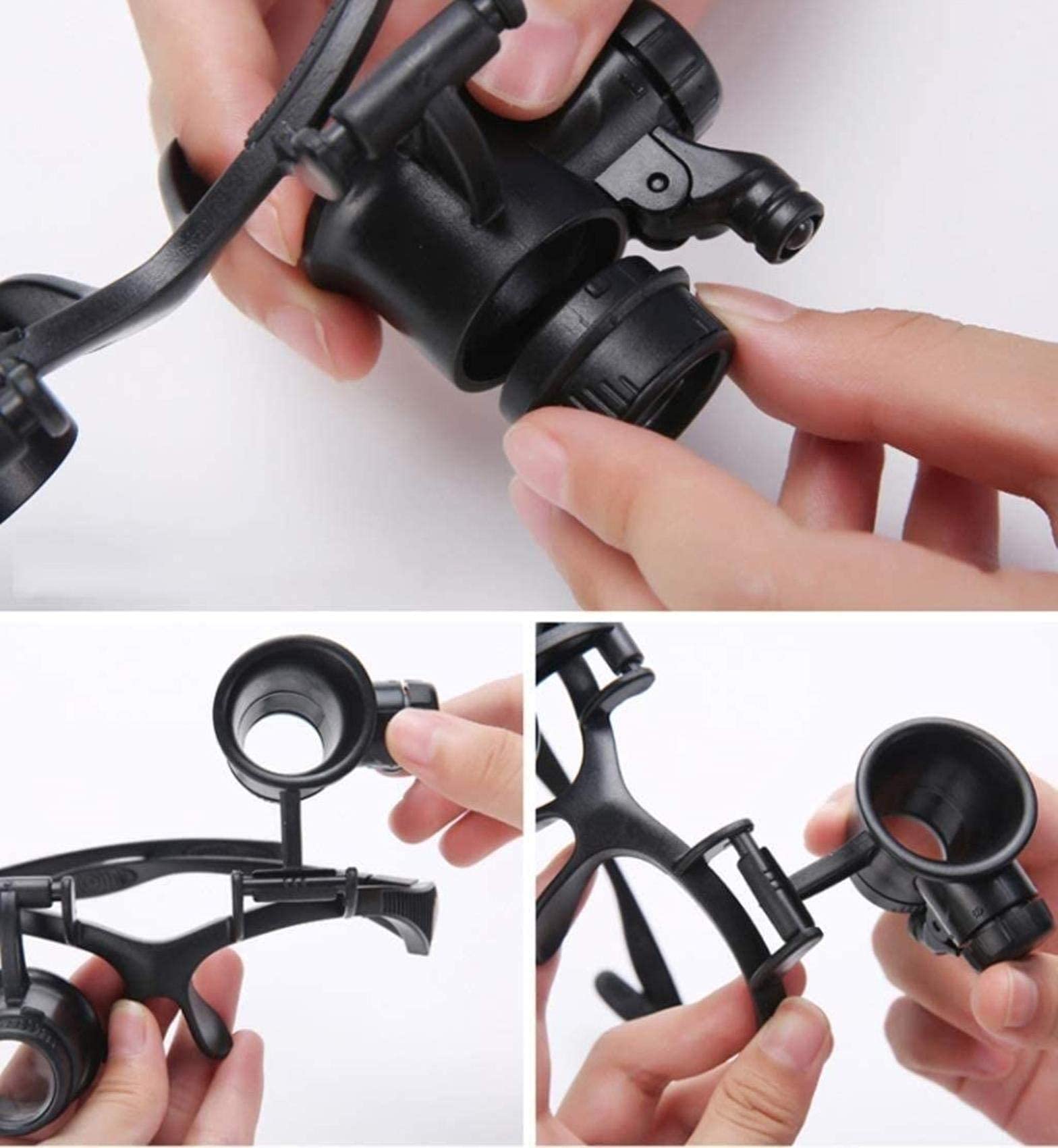 Reparatur-Lupe für Telefon-Uhr, Lupe, Gravur, LED-Lampe, 20-fache Vergrößerung, Spiegel