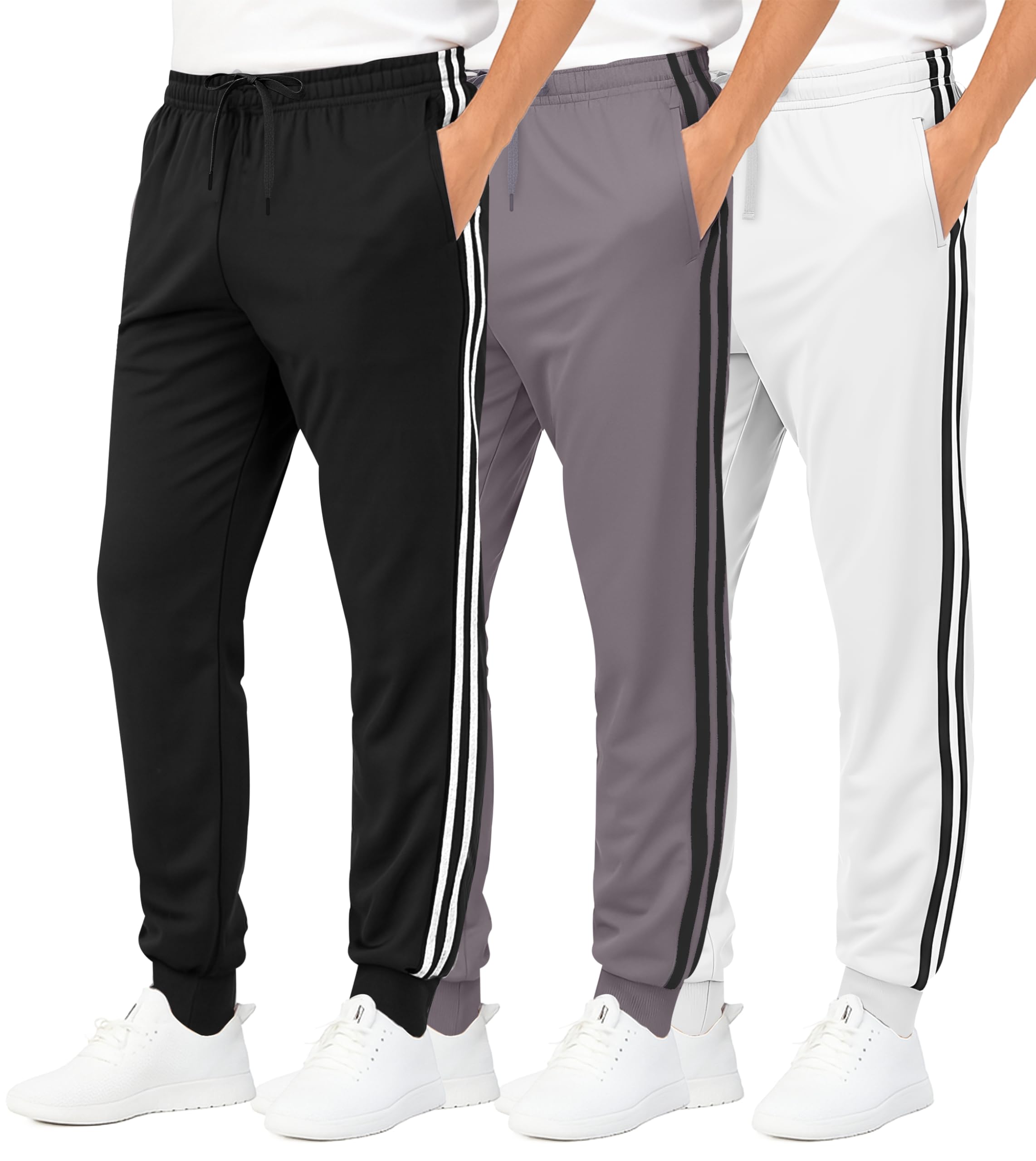 Real Essentials 3 Pack: Boys' Athletic Jogger Sweatpants - Kids Teens Youth Active Sports Pants with Pockets (Sizes 5–18)
