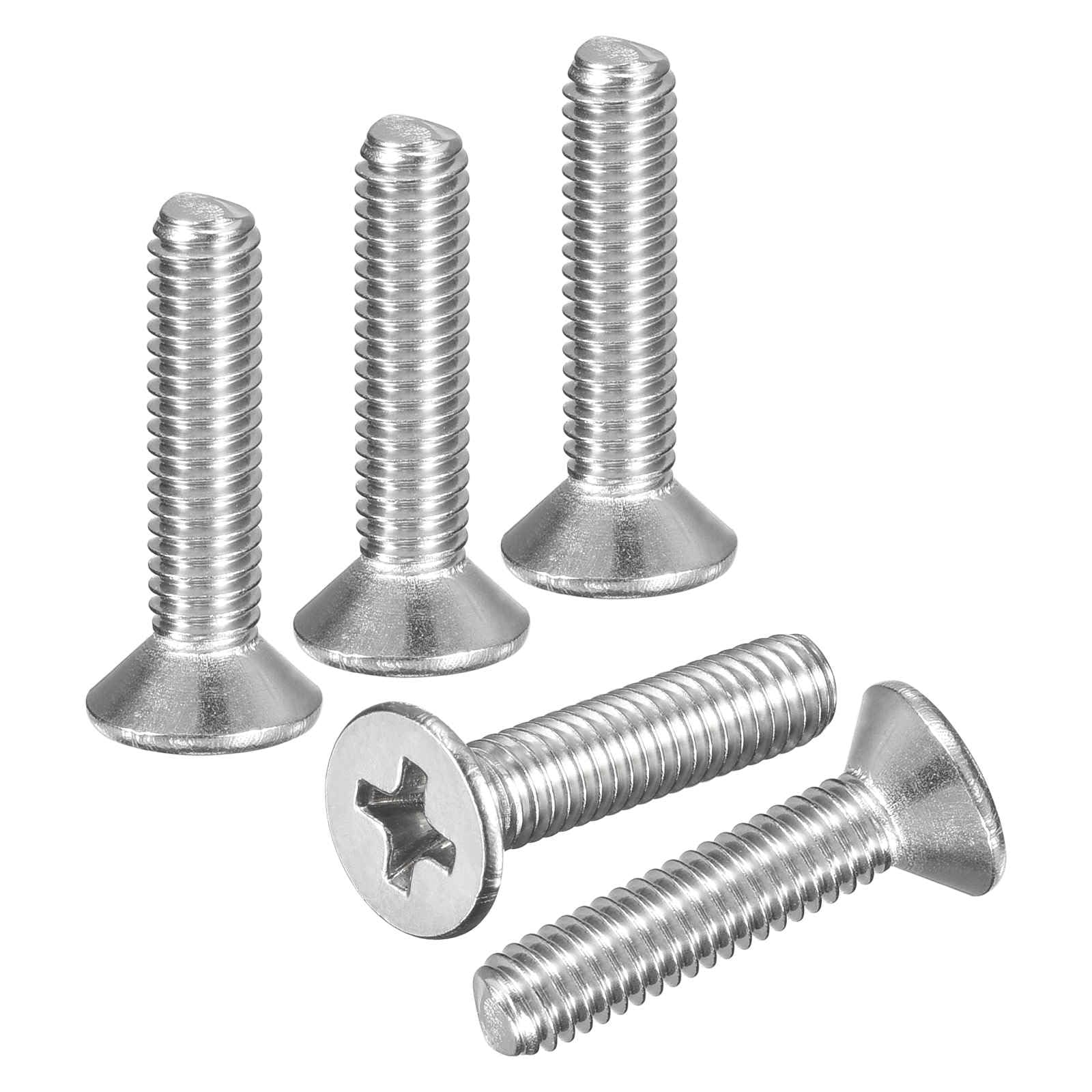 DTGN M4-0.7x18 Phillips Countersunk Machine Bolts - 100pcs - Good for Furniture and Machinery - 304 Stainless Steel Flat Head Machine Screws Bolts - Silver — image 1