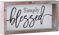 FESTWIND Simply Blessed Embossed Metal Sign with Rustic Wood Frame - Tiered Tray Decor for Fall Thanksgiving Mantel Shelf Home