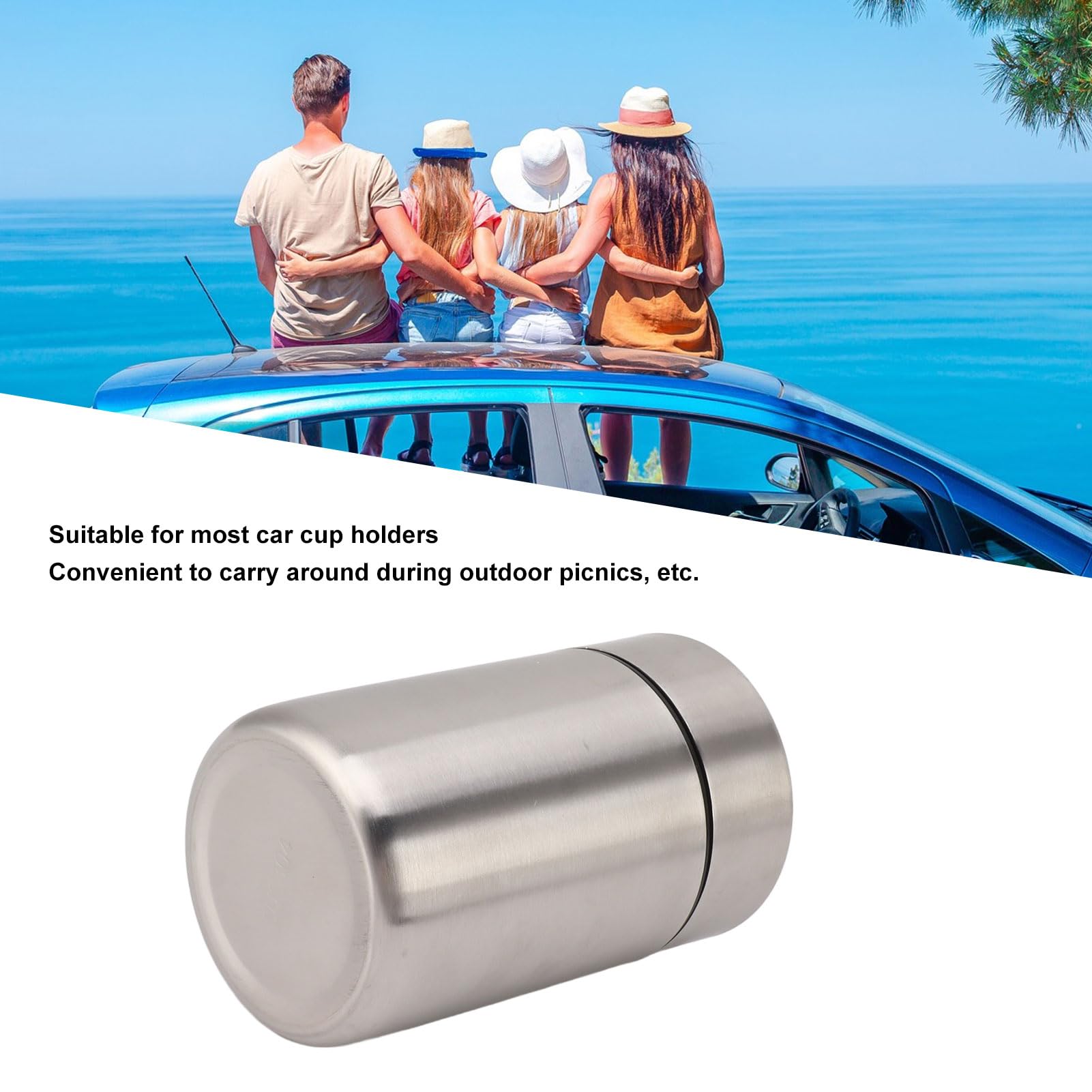 Cendrier Voiture Acier Inoxydable 304 Coupe-Vent - Portable, Sans Odeur, Amovible & Élégant
