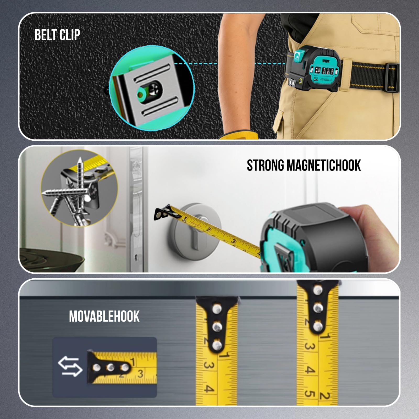 3 in 1 Laser Tape Measure,196ft Laser Range & 16ft Tape with Cross Line — Amazon image 6
