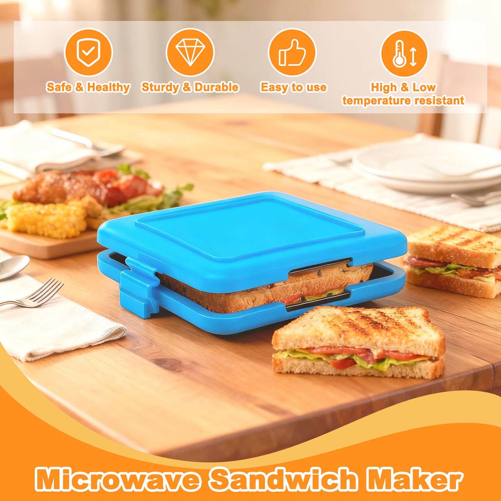 Microwave Toastie Maker Sandwichmaker, Mikrowellen Sandwich Toaster Sandwichtoaster, Geschirrspüler Kabelloser Mikrowelle Silikon Panini Sandwichpresse für Sandwiches Esszimmer Heimbüro Schlafsaal