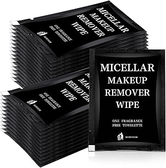 Ctosree 150 pcs Makeup Remover Wipes Bulk Individually Wrapped Makeup Wipes Single Remover Cloth Facial Cleansing Pads for Mascara Lipstick Oil Dirt Face Skin Travel Hotel(Black)
