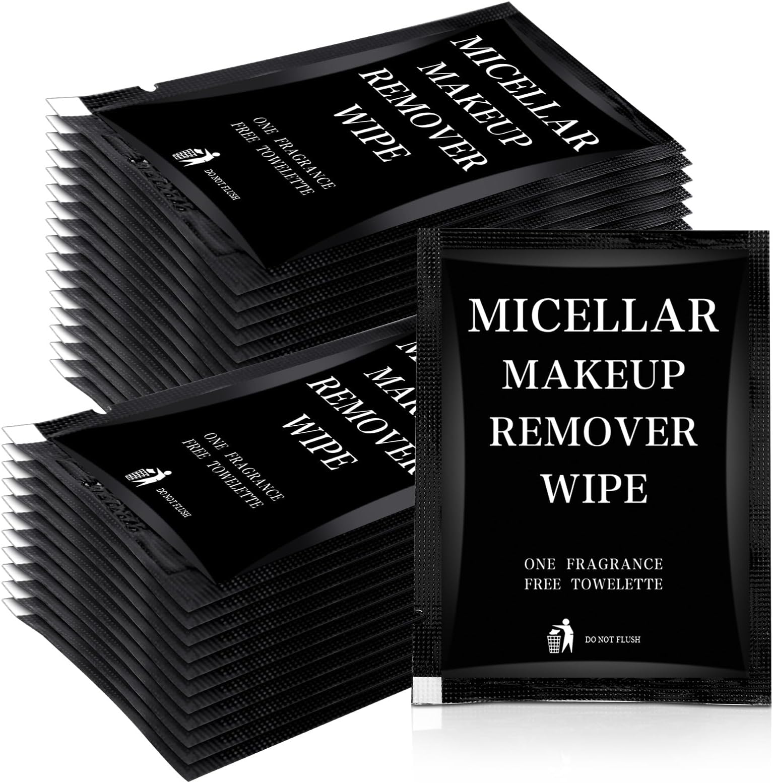 150 pcs Makeup Remover Wipes Bulk Individually Wrapped Makeup Wipes Single Remover Cloth Facial Cleansing Pads for Mascara Lipstick Oil Dirt Face Skin Travel Hotel(Black)