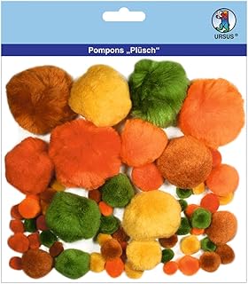 URSUS Pompon-Set "Plüsch" Herbstfarben zum Basteln von lustigen Figuren, im Blister, sortiert in den Farben amarillo, naranja, grn Braun sortiert en verschie- denen Gr "NEA Inhalt: 60 Stck -39500007 , color/modelo surtido