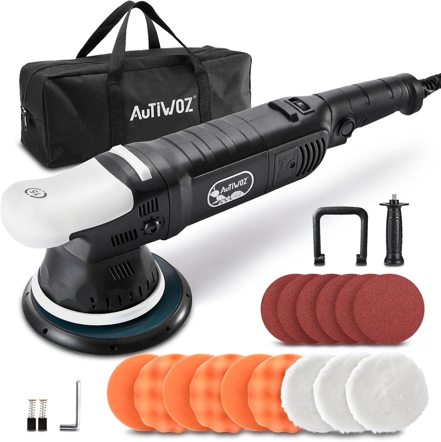 6-Inch Dual Action Car Polisher Buffer 850W DA Polishing Machine,6 Variable Speeds 1800-4800RPM 15mm Random Orbital Electric Sander Polisher Kit for Car Detailing Waxing Scratch Repairing