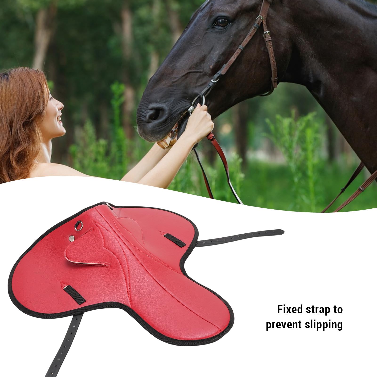 Topiky Almohadilla para Silla de Montar de Caballo, Cojín Protector Cómodo, Antideslizante, Amortiguador, Color Rojo, 18,9 X 18,9 Pulgadas, para Eventos de Equitación