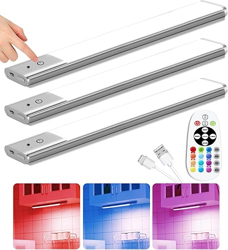 79 luces LED para debajo del gabinete, RGB y 1500 mAh recargables debajo del gabinete, luces LED de armario remotas, luces debajo del mostrador para