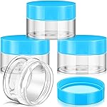 Patelai 4 Pieces Round Wide-mouth Leak Proof Plastic Container Jars with Lids for Travel Storage Makeup Beauty Products Face Creams Oils Salves Ointments DIY Making(1 Ounce,Blue)