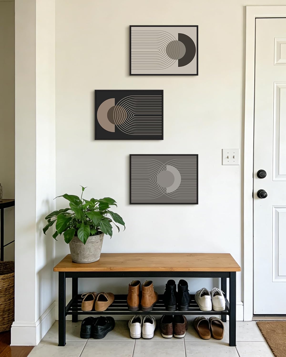 Boho Vintage Line Wall Art Framed Mid Century Bohemain Wall Decor Abstract Modern Artwork Home Office Living Room Prints Ready to Hang 11x14in Black Framed