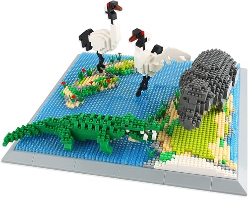 Larcele Juego de micro bloques de construcción de animales, mini ladrillos de juguete de construcción 3D, 1860 piezas KLJM-04 (Hippo + cocodrilo +