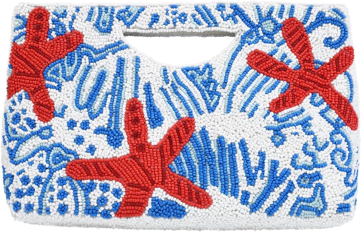 Bamboo Trading Sea Life Half Moon Clutch, 10-Inch, Multicolor