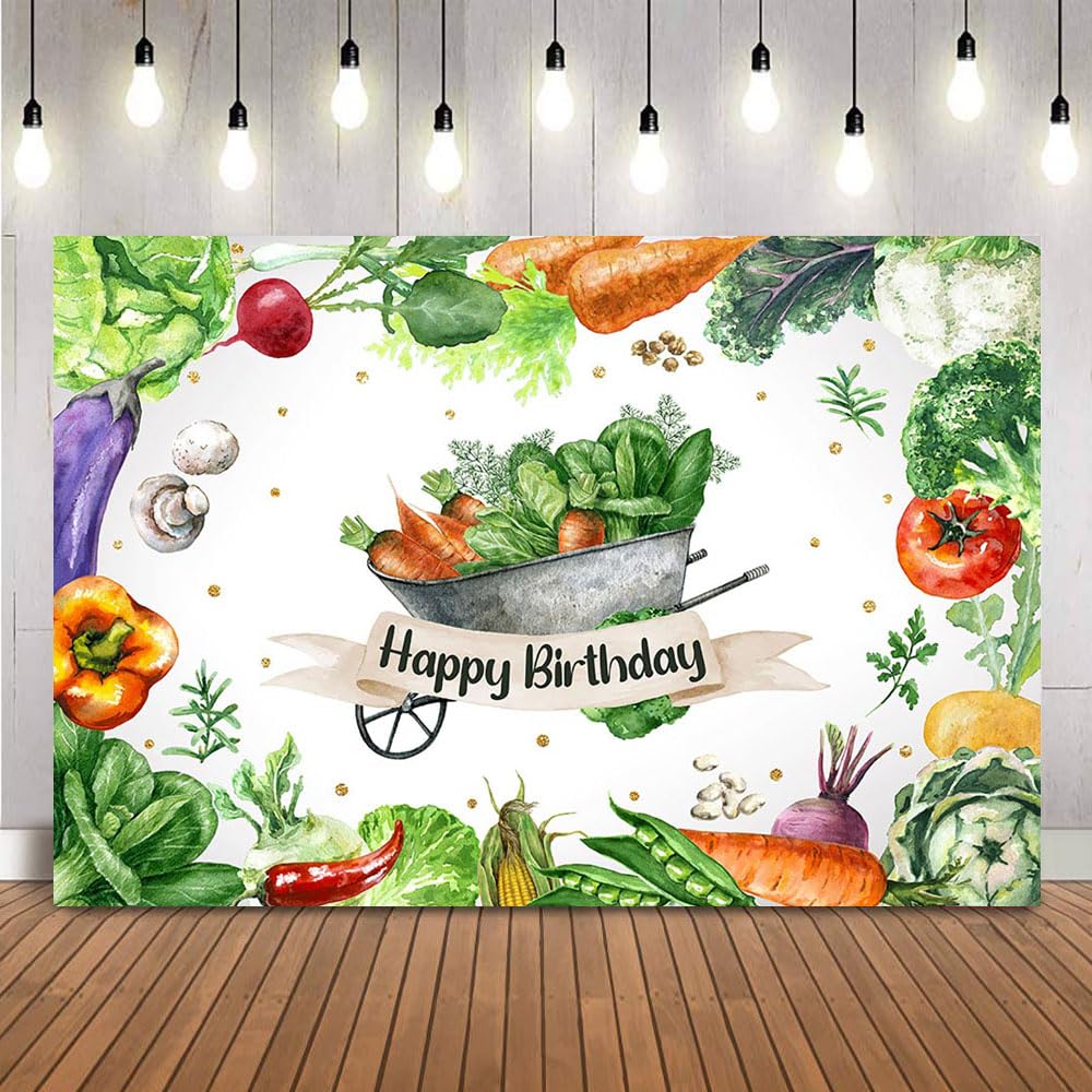 Farmers Market Backdrop Vegetable Fruits Locally Grown Farm Market Photo Booth Background Children Kids Portrait Birthday Party Decoration Props (82.6