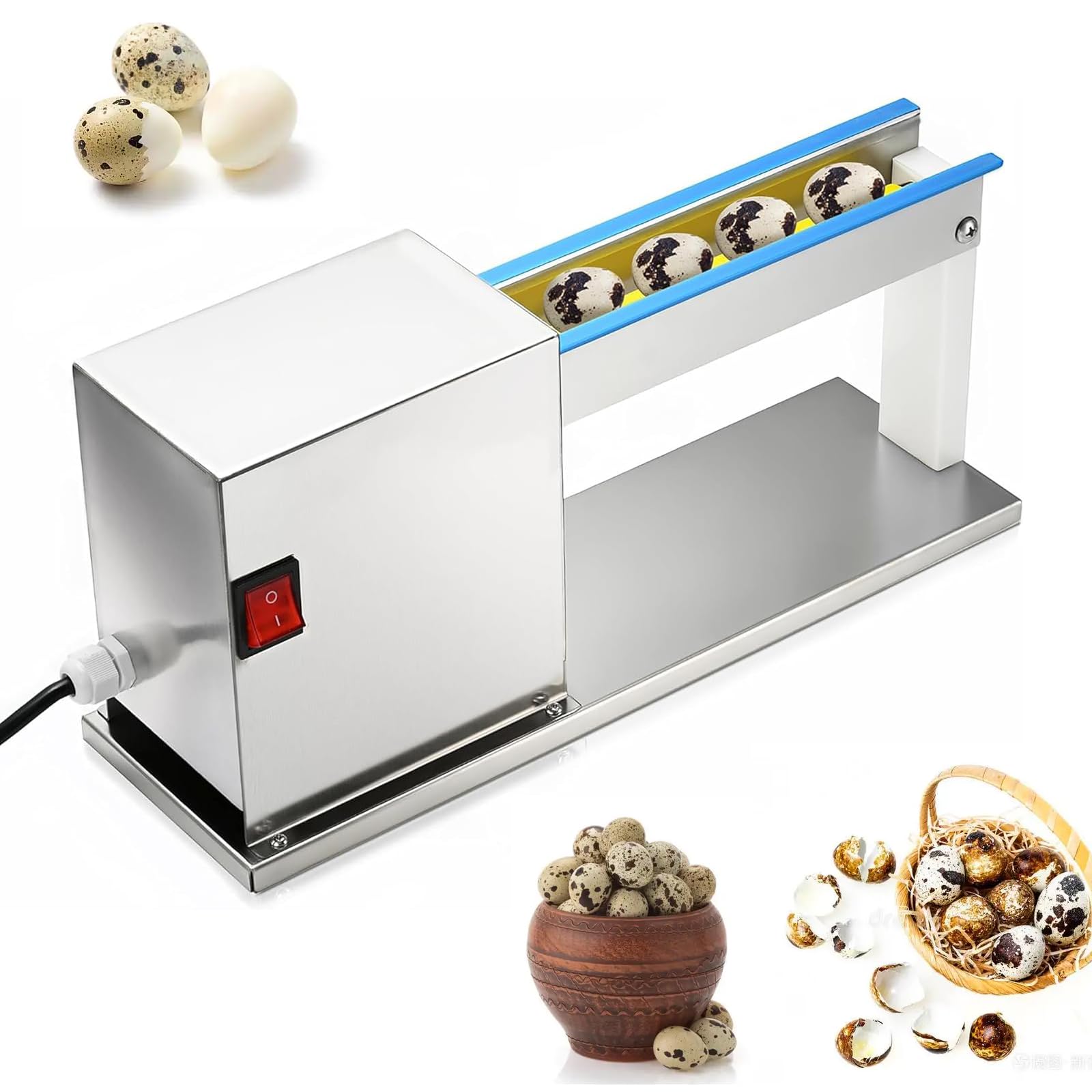 Aserzenith 1 Quail Egg Peeling Machine - Automatic Electric Peeler, 50Kg/H Capacity, Stainless Steel, Efficient Tool For Boiled Egg Shelling