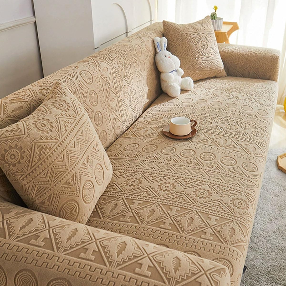Qqwbhj D Sofa Cover Stretch 1 2 3 4 Seater Non Slip Couch Covers Anti Slip Thickene Sofa Slipcovers All-Inclusive Sofa Slipcover Polyester Spandex Furniture Protector(Size:2 Seater (145-185Cm),Color:d)