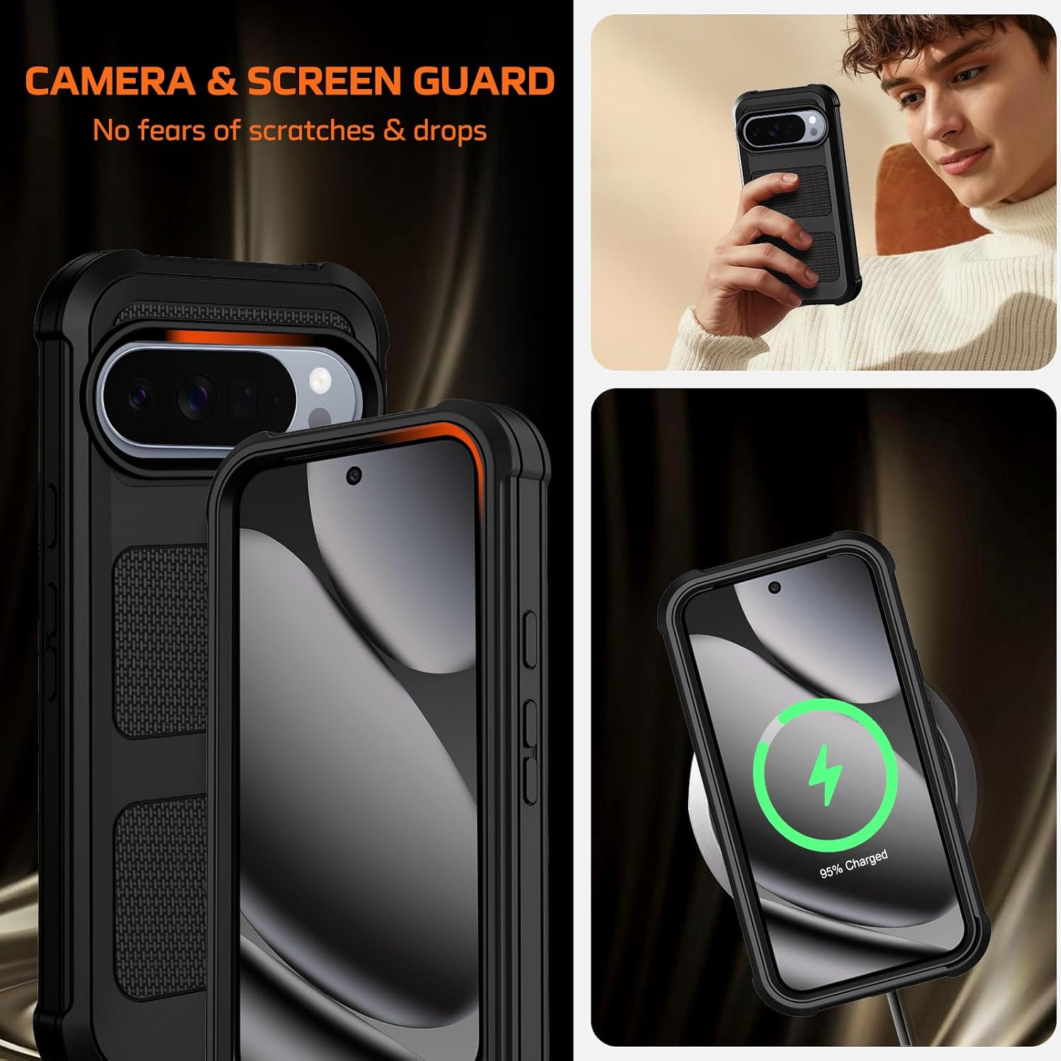 for Google Pixel 10 Pro XL Case with Belt Clip Holster,Military Grade Anti-Drop Shockproof Defender Phone Cases 2X Screen Protectors,2 Layers Rugged Heavy Duty Protective Bumper Cover (Black)