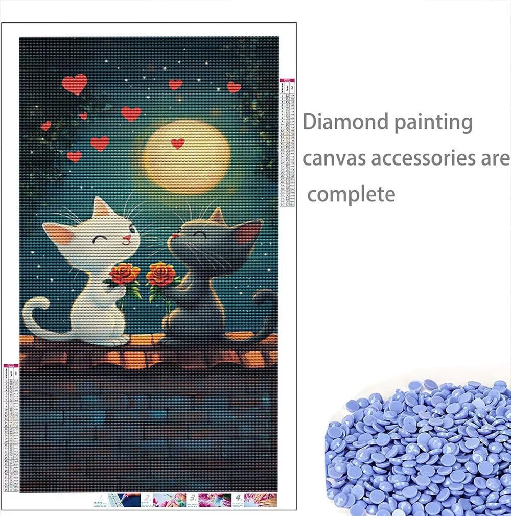5D Duży rozmiar Diamentowe zestawy do malowania, różowy kot DIY Diament Malarstwo Dorosły XXL Ścieg krzyżykowy Rhinestone, kryształowe obrazy diamentowe rzemiosło artystyczne, dekoracje ścienne do
