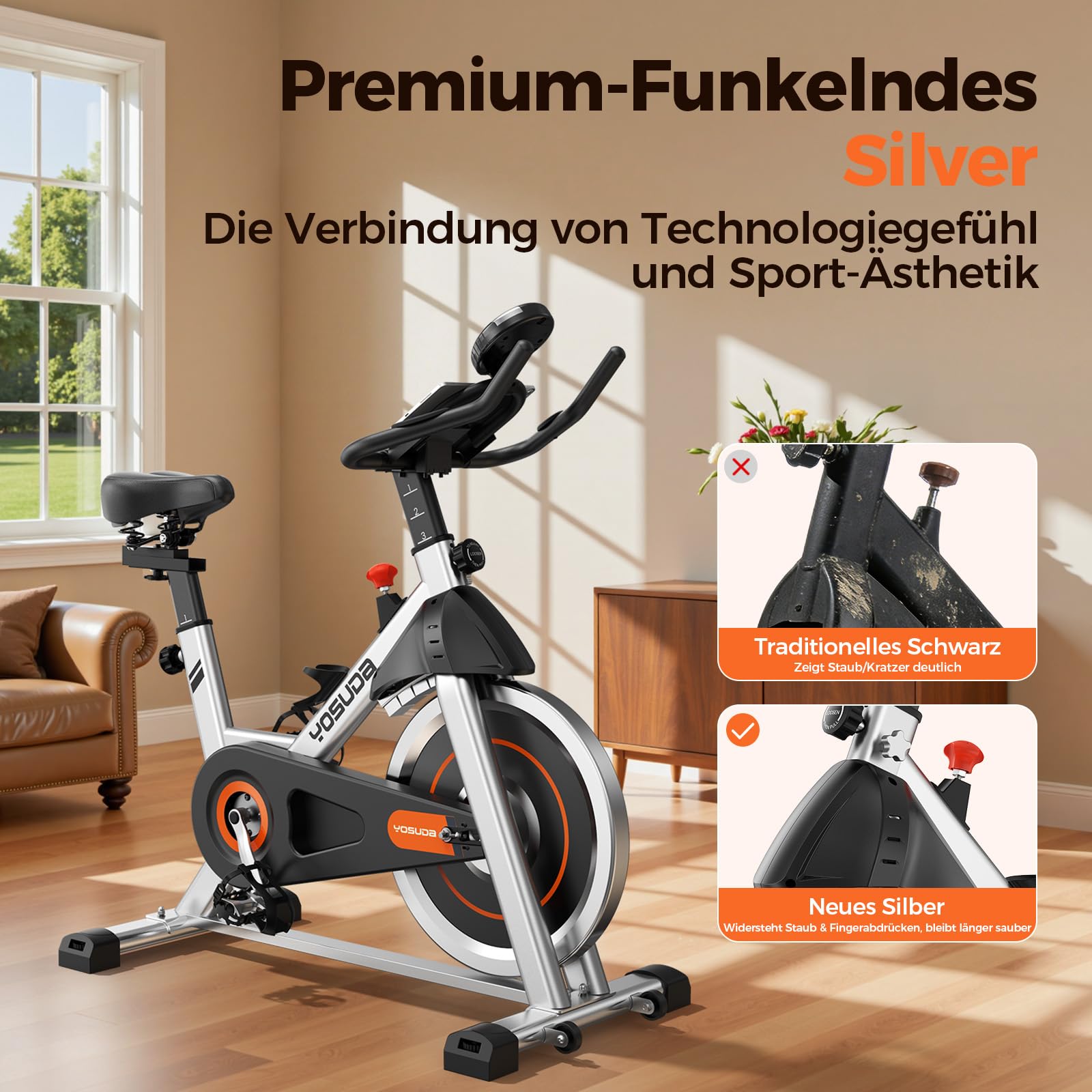 【Aktualisiert】Heimtrainer Fahrrad, YOSUDA Indoor Cycling Bike mit Magnetwiderstand & APP, Leises Ergometer mit LCD-Monitor & Tablet-Halter, Spining Bike für Kardiotraining zu Hause, Höhenverstellbar