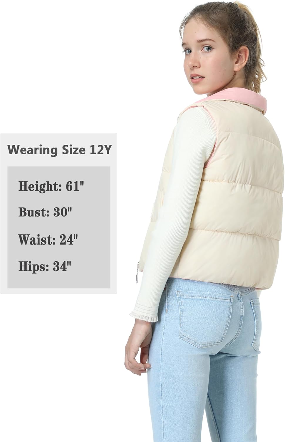 EXARUS Girls Puffer Vest Cropped Puffy Teen Water Resistant Pockets Lightweight Sleeveless Outerwear Bubble Kids 6-14Y - Image 5