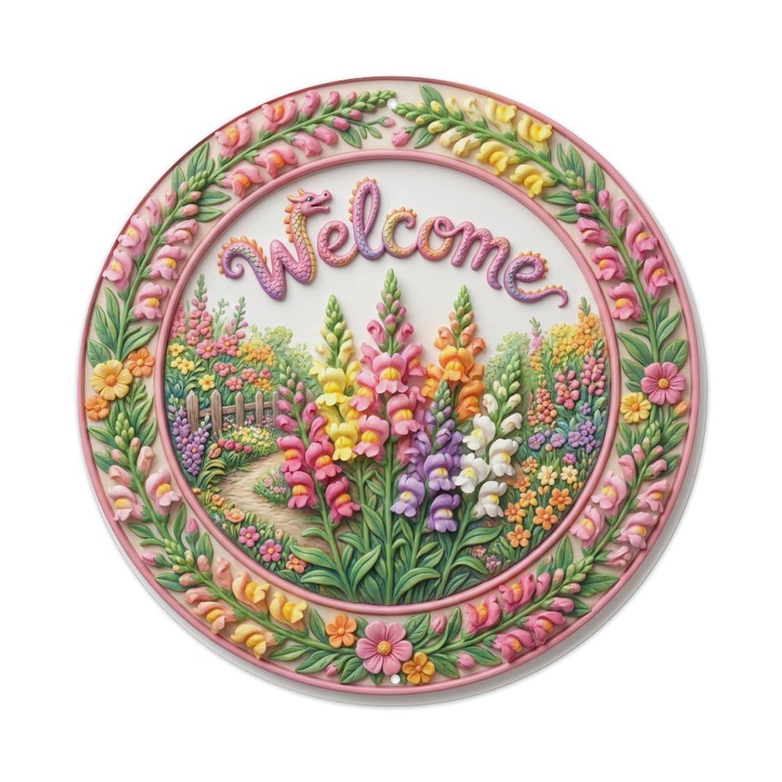 Tgrcjimh Style Metal Tin Sign Snapdragon Garden Welcome Dragon Blooms
