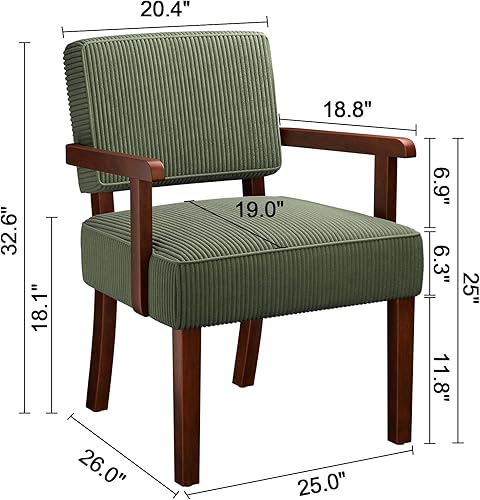 Vista 71 de Silla decorativa, silla de piel sintética para sala de estar, sillón de gran tamaño con asiento suave y reposabrazos para dormitorio, comedor, beige