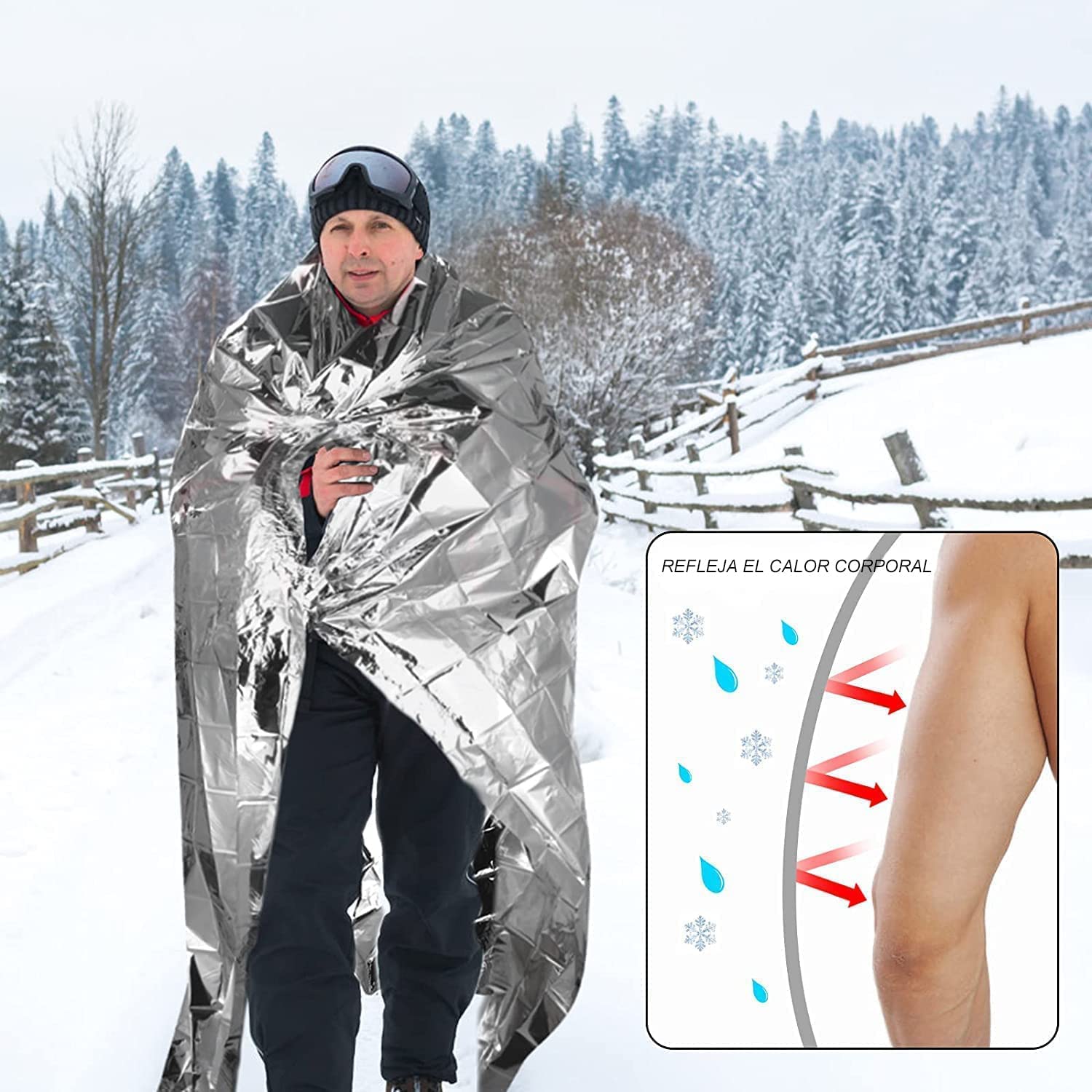 HONYAO® Coperta Termica 6 Pezzi, 210×160cm, Coperta Termica Emergenza Argento, Coperta Termica Sopravvivenza, per Salvataggio Protegge da Freddo, Pioggia, Calore e Vento, All'aperto