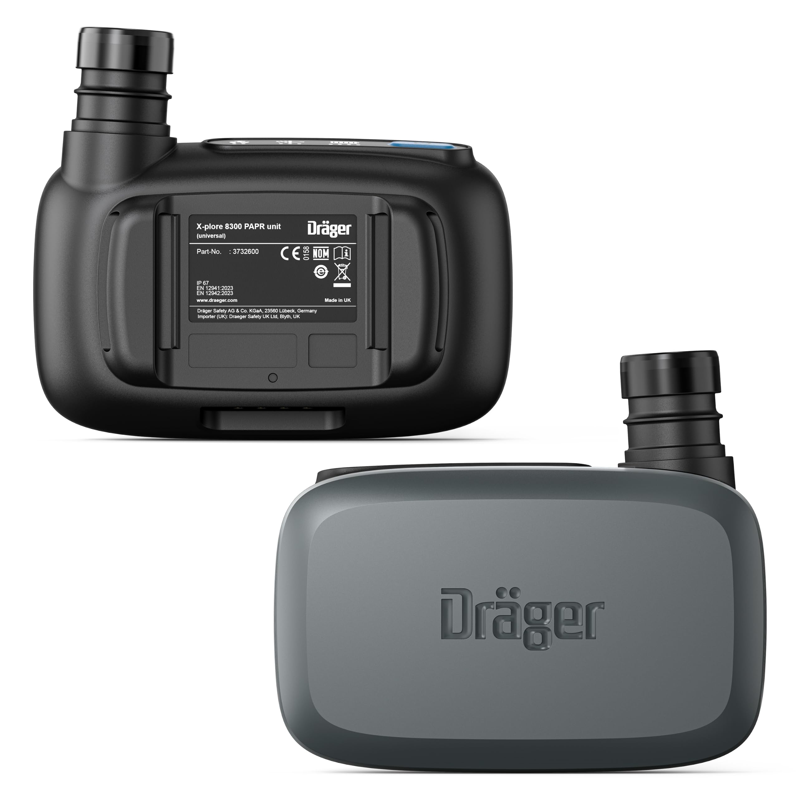 Dräger X-plore 8300 Starter-Set Leder für Industrie, Bau & Rettung | Inkl. 5x X-plore 8300 Filter P R SL - Standard-Ladegerät, Gebläseeinheit