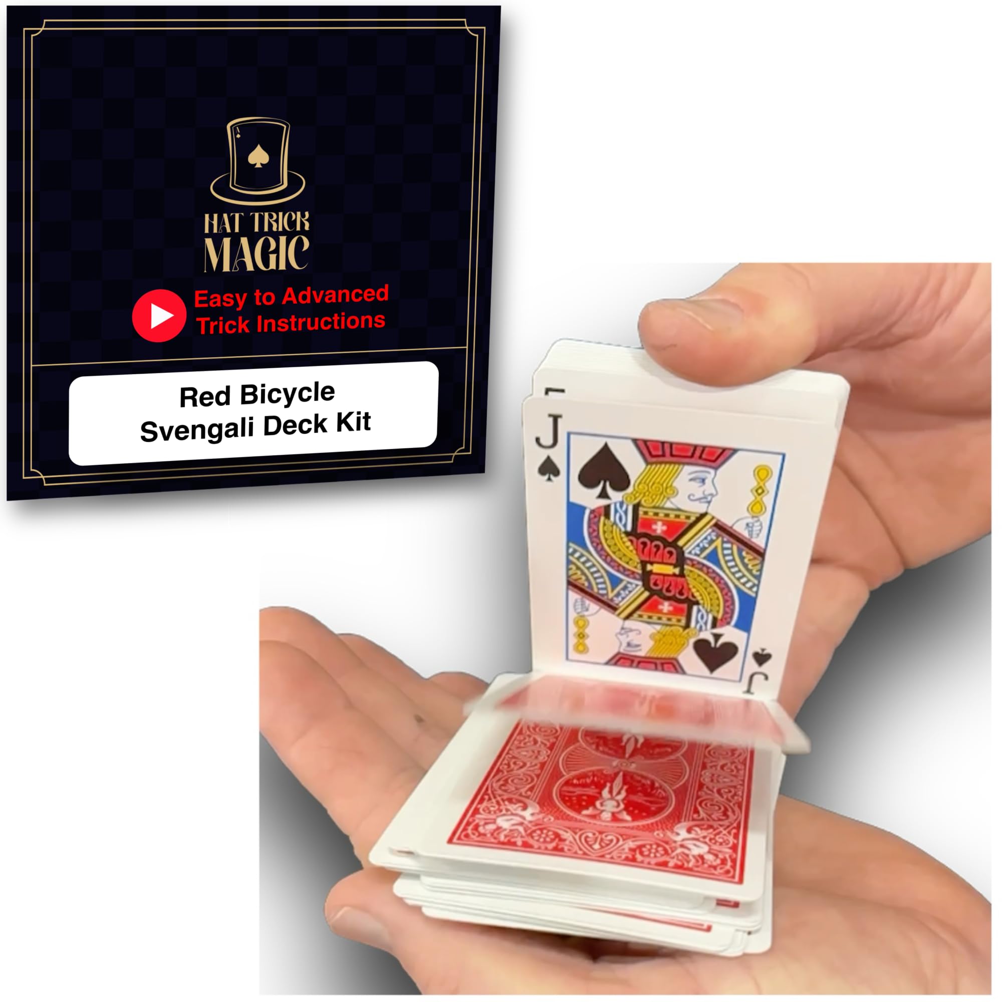 Hat Trick Magic Card Illusions for Beginner to Professional Wizards - Appearing, Teleporting, Transforming Miracles (Red Svengali Deck)