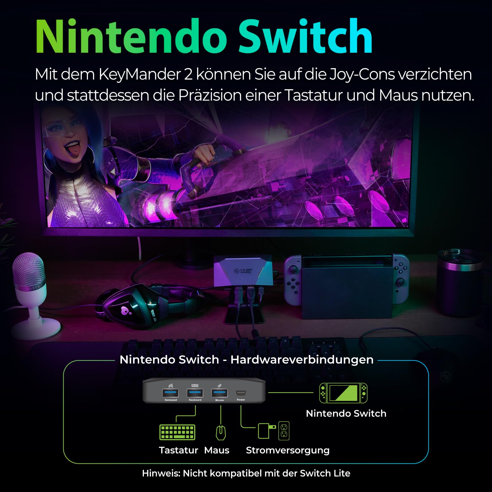 IOGEAR KeyMander 2 - Maus-/Tastatur-Switch Adapter für Xbox Series X|S, PS5 PS4 und Nintendo Switch mit Cross-Over-Funktion für Controller