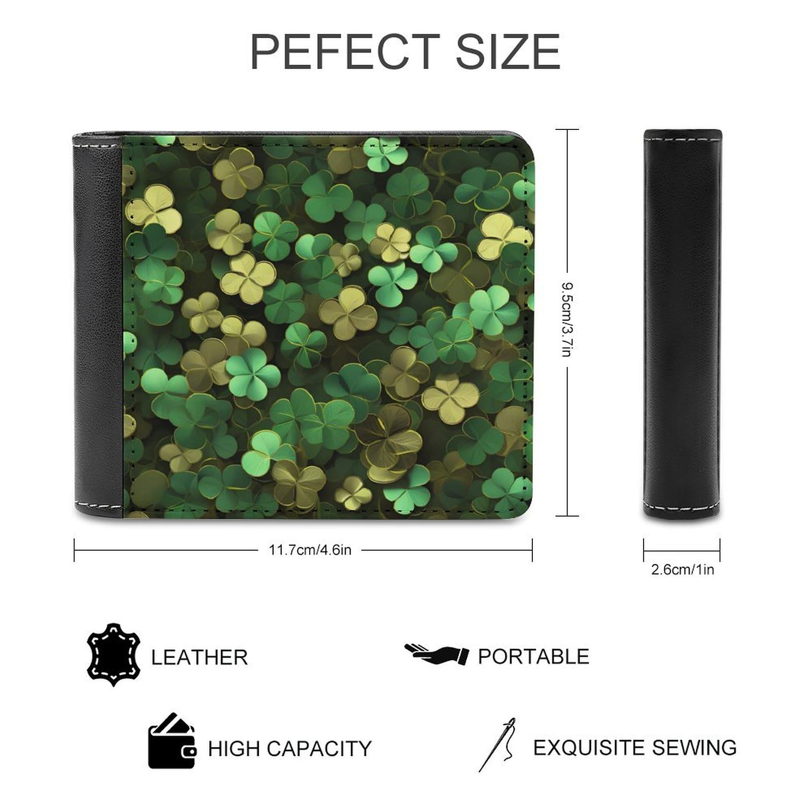 St. Patrick's Day Clovers Funny Men's Slim Bifold Wallet with Multiple Card Slots Front Pocket Purse