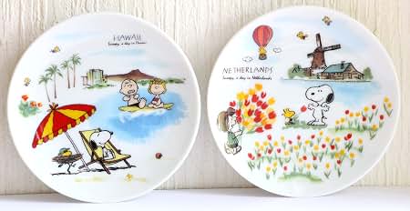 Amazon.com: Hawaii Netherlands Snoopy Mini Plate, Set of 2