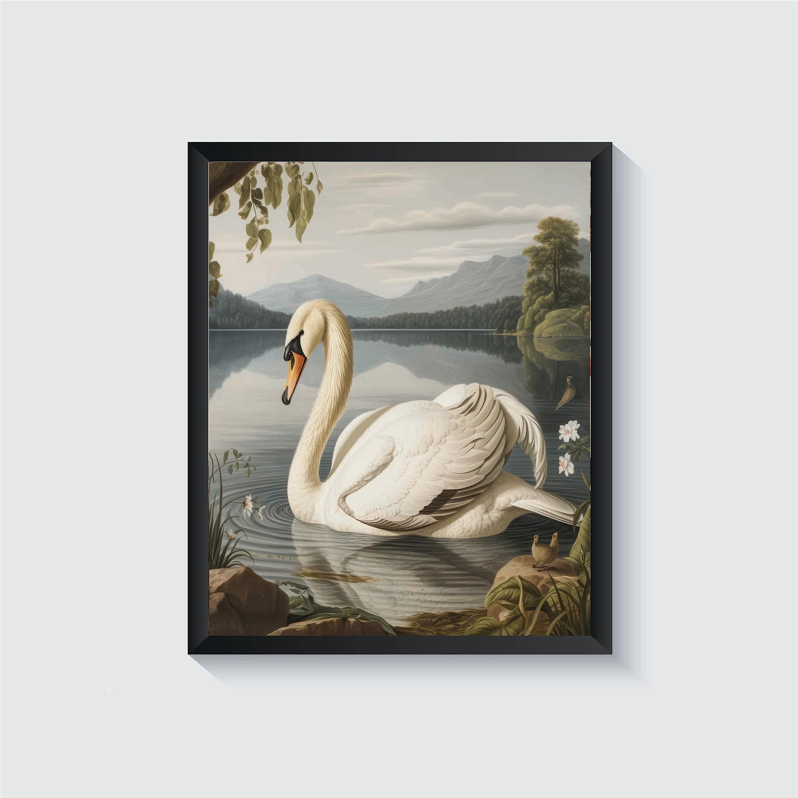 アートポスター　SWAN Amazon.com: Swan Bird Vintage Poster Art Print Retro Wall Art