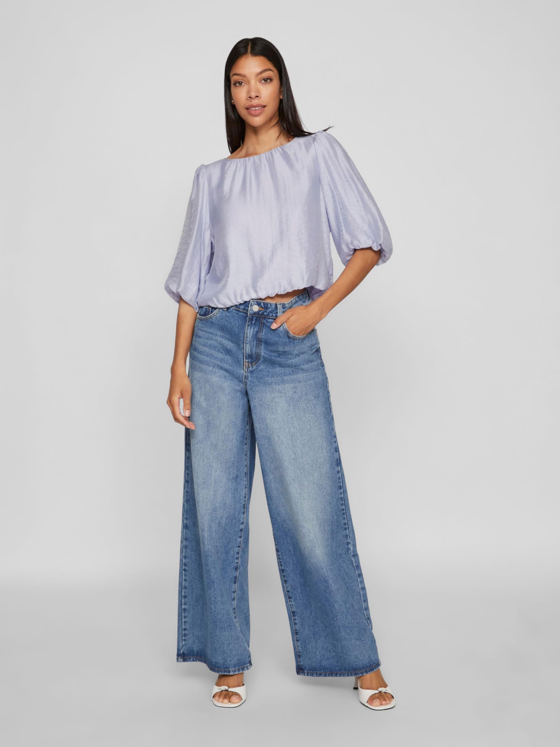 Vila Short Sleeved Top Back Tie