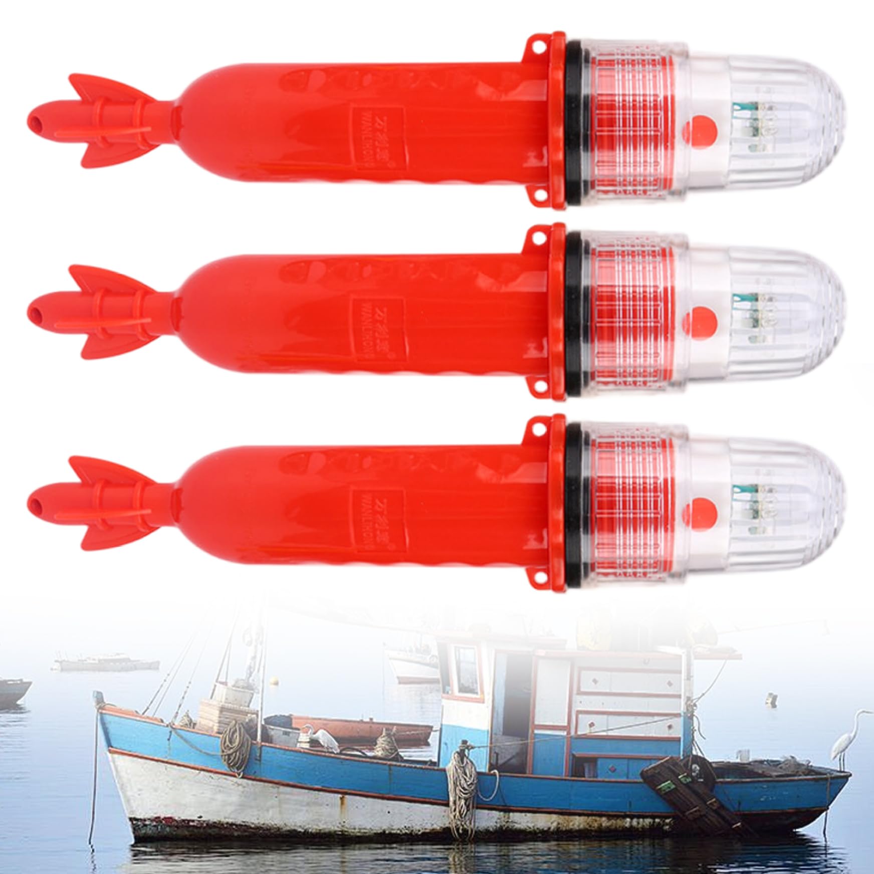 3 Pezzi Razzi per Barche Razzi marini elettronici Approvati dalla Guardia Costiera Segnali di Emergenza Impermeabili per reti da Pesca Boe e Barche Rosso